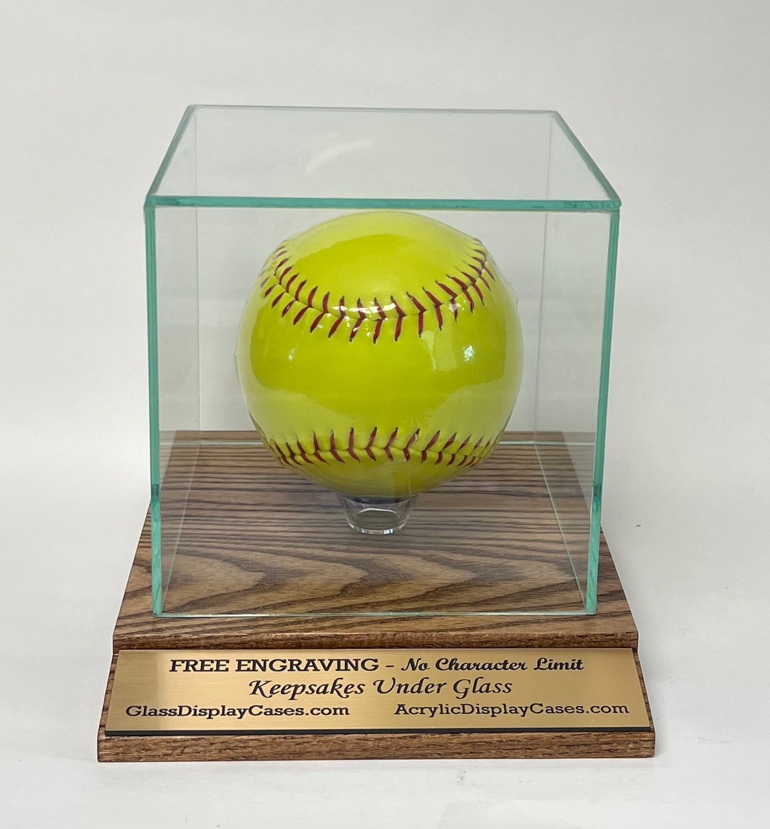 Softball Personalized Engraved Glass Display Case for an 11 or 12 Ball