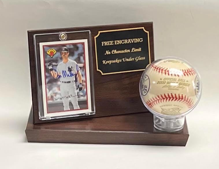 baseball display case with card holder Baseball & Trading Card Personalized Wood and Acrylic Display Case With  Cherry Finish - Free Engraving