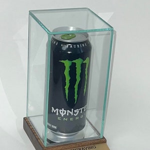 Personalized 16oz Can Display Case: Mahogany or Black Base, Free Engraving