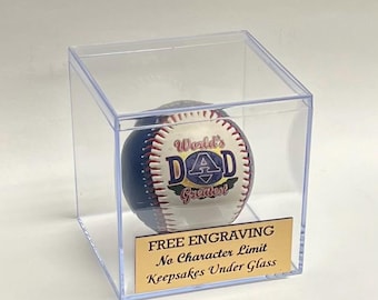 Vitrine de baseball en acrylique avec couvercle intégré et support personnalisé - Gravure gratuite