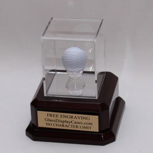 Personalized Golf Ball Display Case: Hole In One Award, Rosewood Base