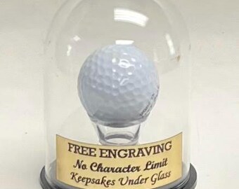 Vitrine de balles de golf : dôme rond avec base - plaque signalétique gravée gratuite