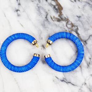 Vintage Cobalt Blue Round Hoop Earrings image 1