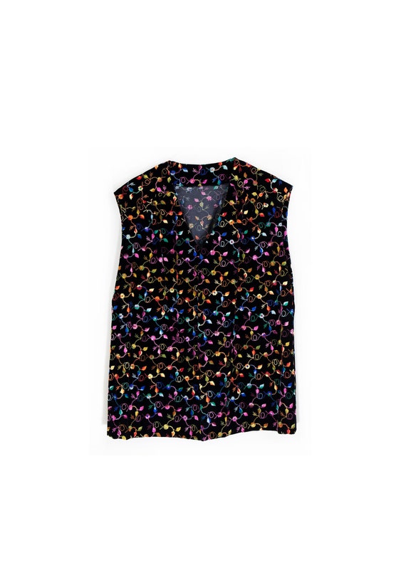 Vintage Velvet Neon Floral Embroidered Vest