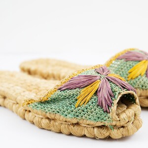 Vintage Woven Raffia Slip On Slide Sandals image 3