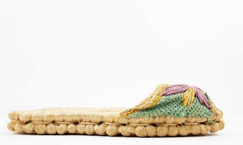 Vintage Woven Raffia Slip On Slide Sandals image 4