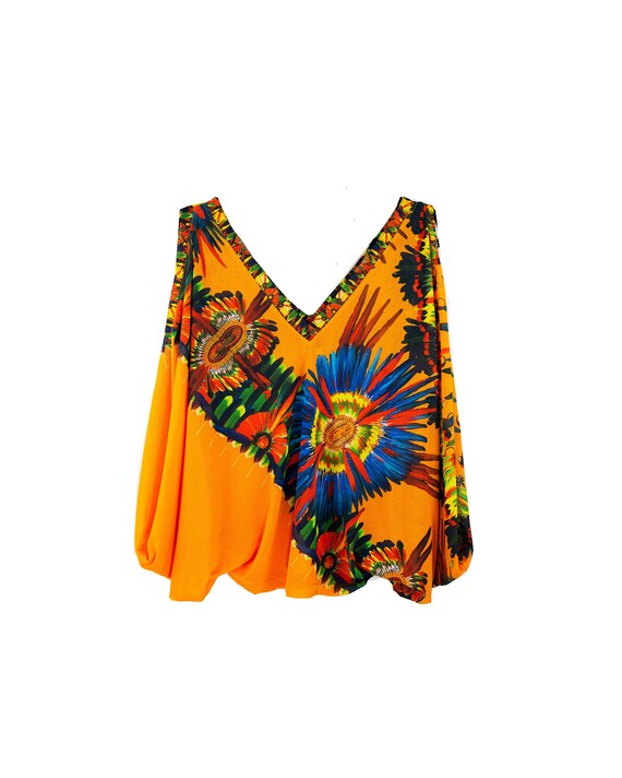 Vintage Y2K Jean Paul Gaultier Orange Mesh Floral Abstract - Etsy