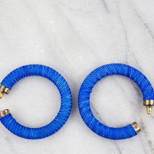 Vintage Cobalt Blue Round Hoop Earrings image 5