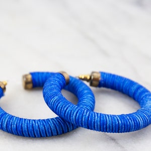 Vintage Cobalt Blue Round Hoop Earrings image 3