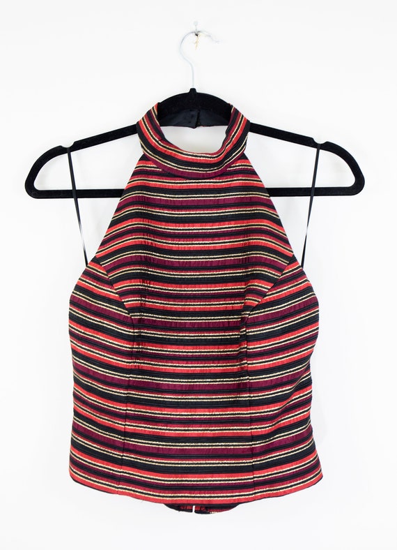 Vintage 90s Red u0026 Gold Striped Halter Top/blouse Size 6 US - Etsy