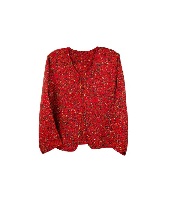 Vintage Avant Garde Red Woven Silk Jacket size LA… - image 1