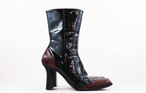 black patent boots size 6