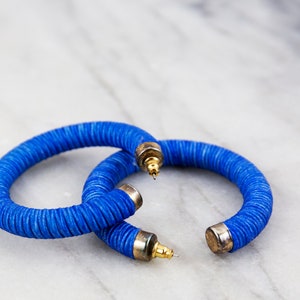 Vintage Cobalt Blue Round Hoop Earrings image 2