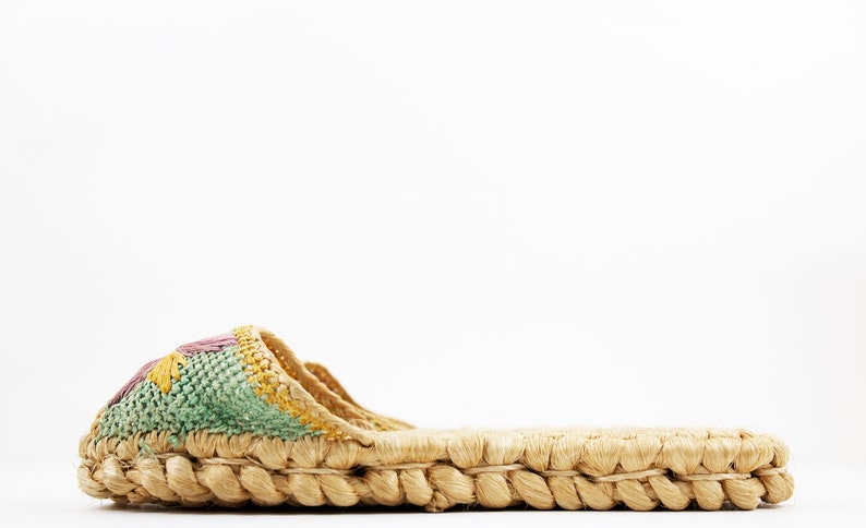 Vintage Woven Raffia Slip On Slide Sandals image 7