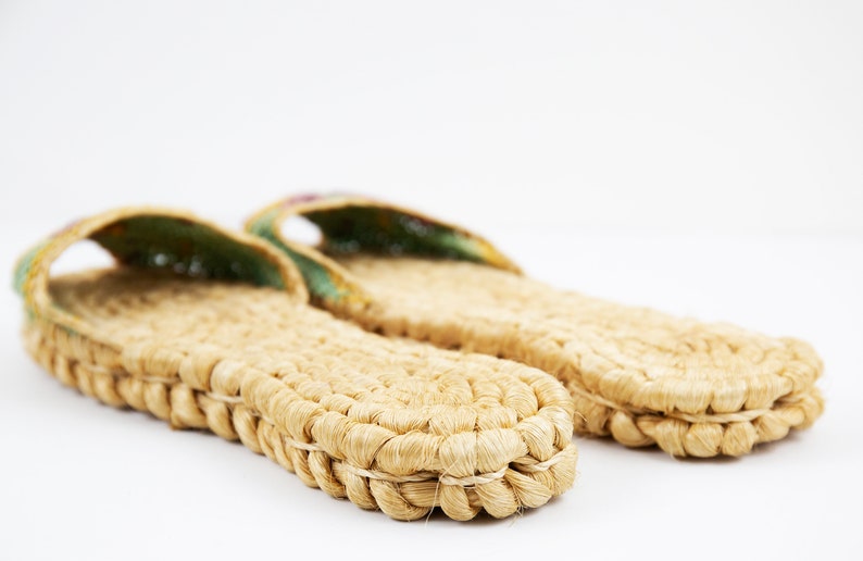 Vintage Woven Raffia Slip On Slide Sandals image 8
