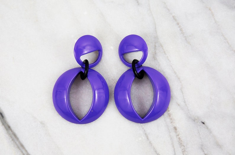 Vintage Purple Avant Garde Chunky Drop/Dangle Earrings image 1