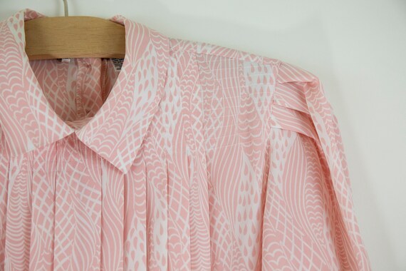 SALE/Vintage Pastel Pink Puff Sleeve Pleated Top … - image 6