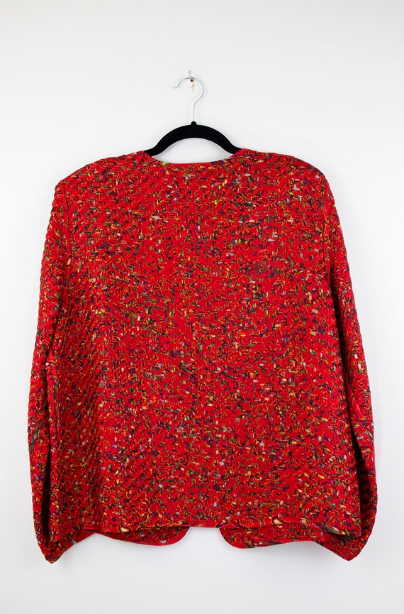 Vintage Avant Garde Red Woven Silk Jacket size LA… - image 3