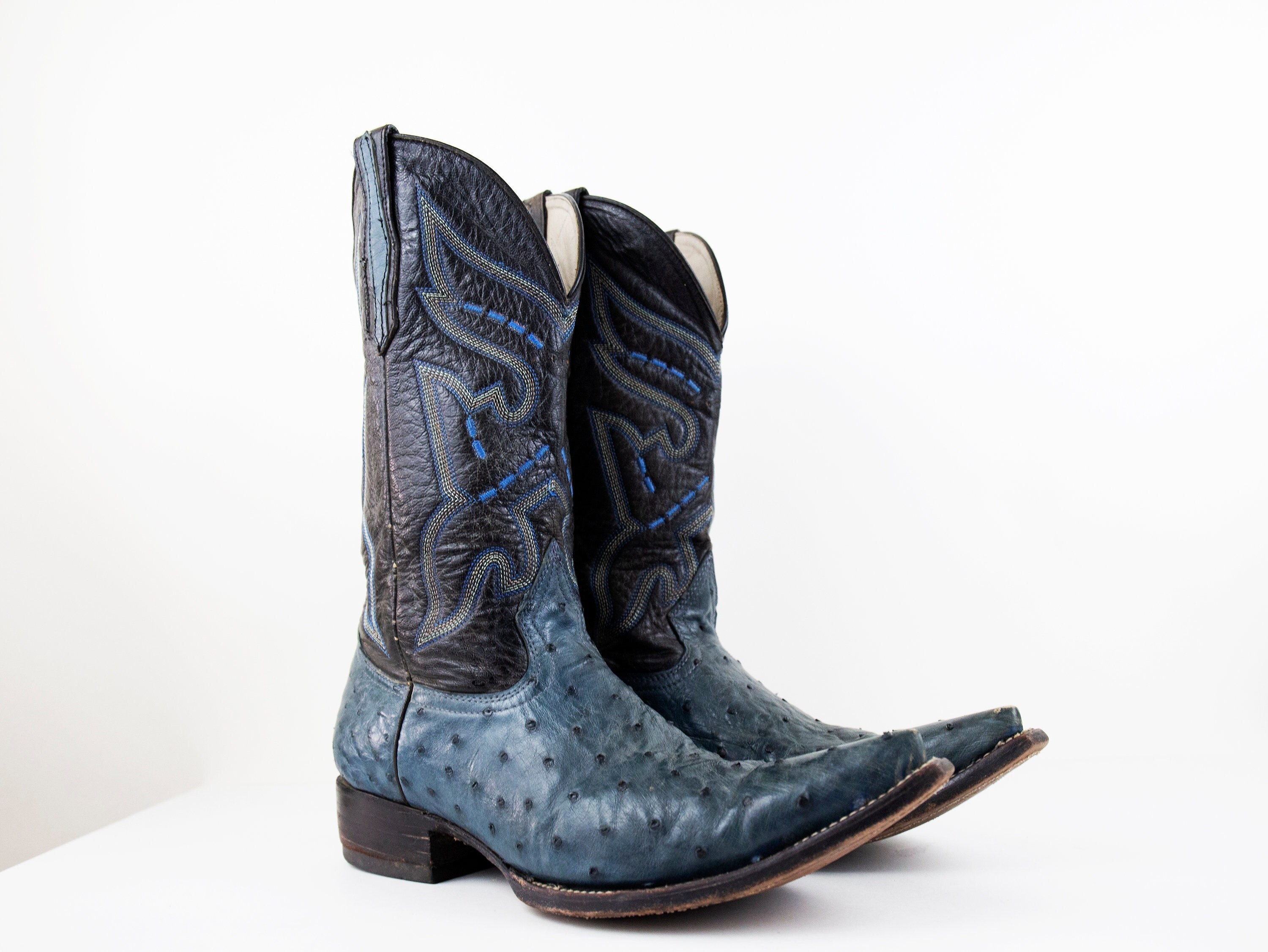Blue Ostrich Cowboy Boots atelieryuwa.ciao.jp