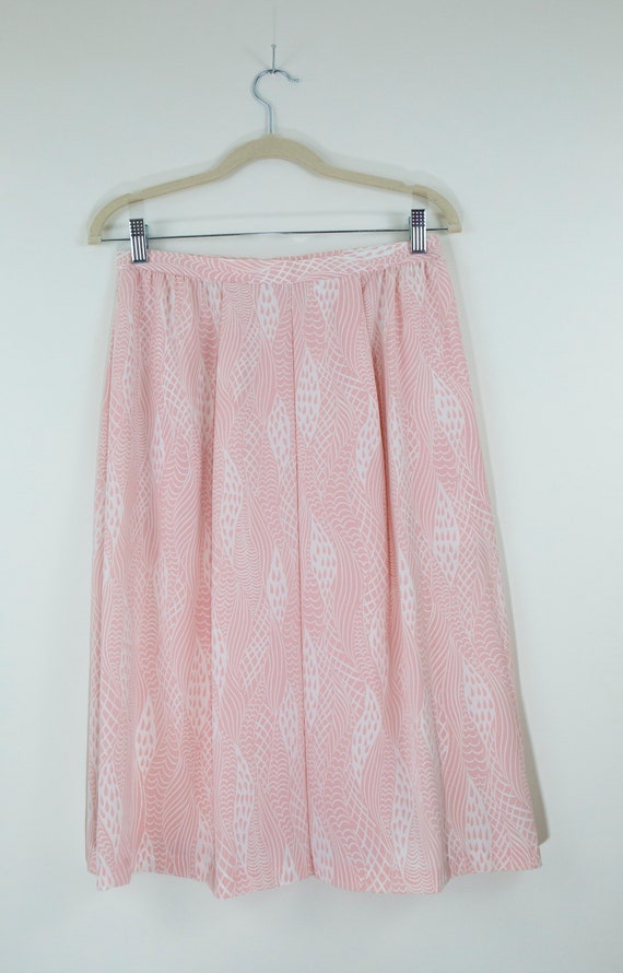 SALE/Vintage Pink Pastel Midi Graphic Print Skirt… - image 2