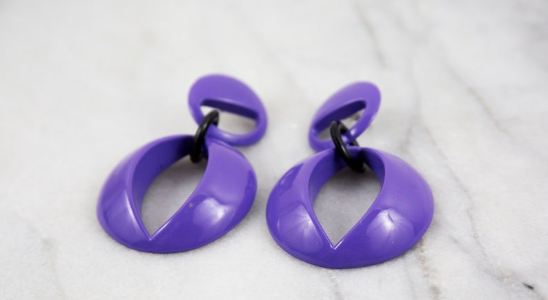 Vintage Purple Avant Garde Chunky Drop/Dangle Earrings image 2