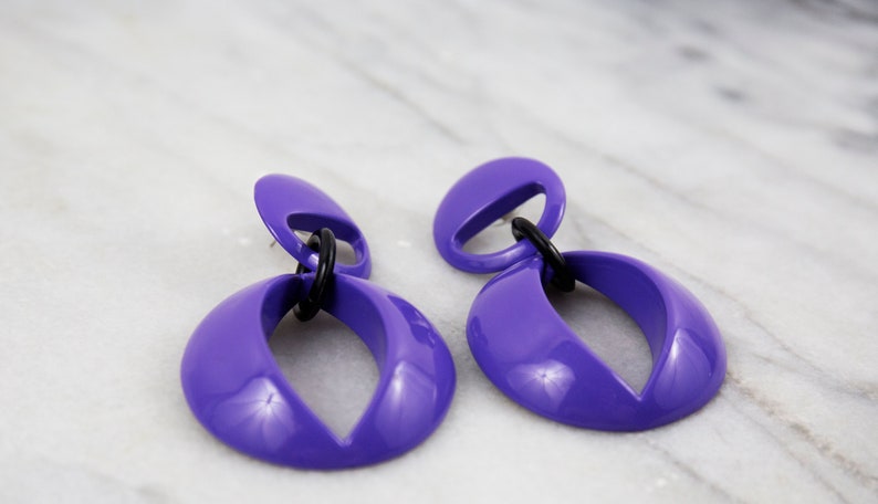 Vintage Purple Avant Garde Chunky Drop/Dangle Earrings image 4
