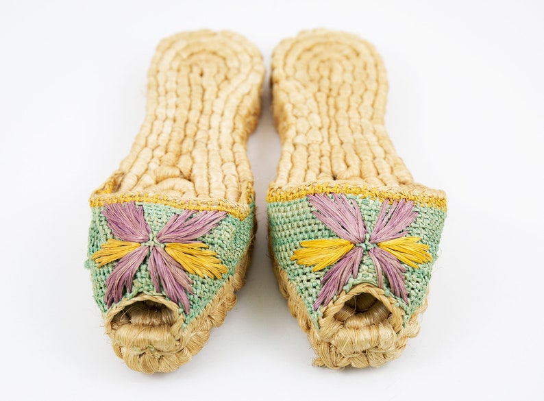 Vintage Woven Raffia Slip On Slide Sandals image 5