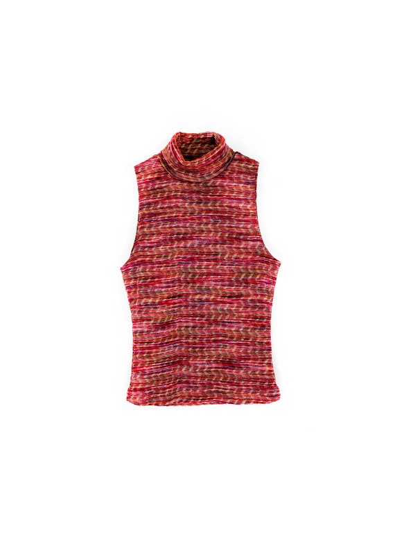 Vintage Missoni Style Knit Turtleneck Sleeveless T