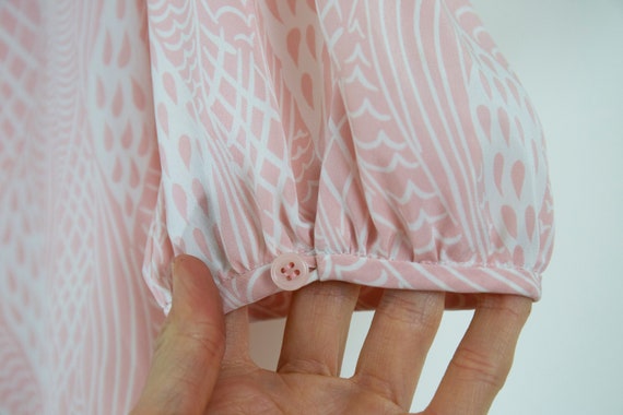 SALE/Vintage Pastel Pink Puff Sleeve Pleated Top … - image 10