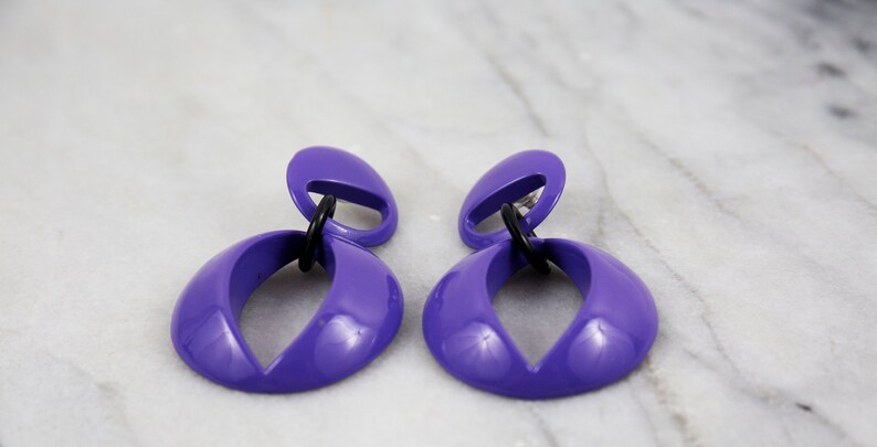 Vintage Purple Avant Garde Chunky Drop/Dangle Earrings image 3