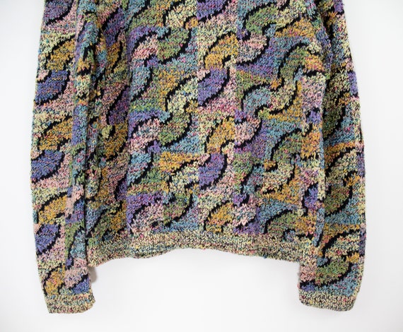 Vintage Abstract Pastel Knit Cardigan Sweater siz… - image 9