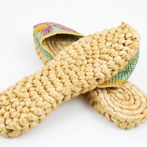 Vintage Woven Raffia Slip On Slide Sandals image 9