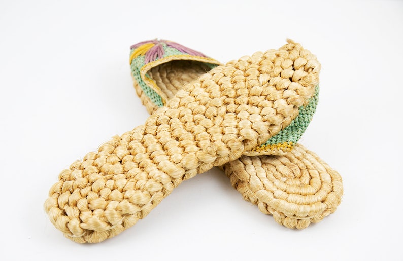 Vintage Woven Raffia Slip On Slide Sandals image 9