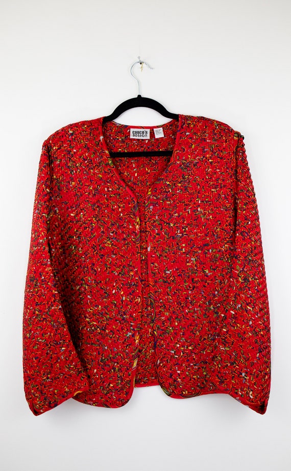 Vintage Avant Garde Red Woven Silk Jacket size LA… - image 2
