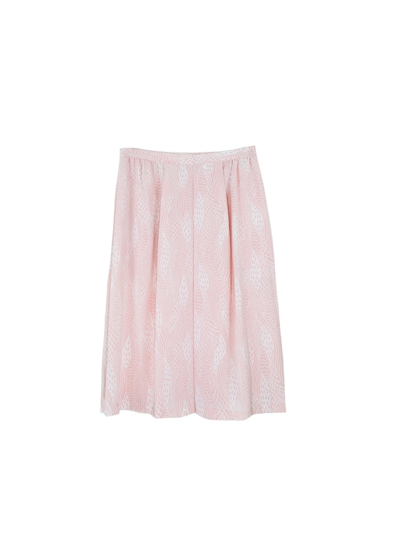 SALE/Vintage Pink Pastel Midi Graphic Print Skirt 