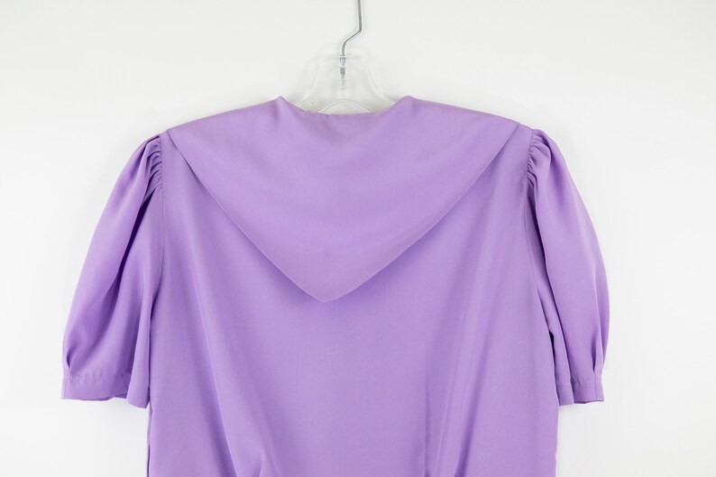 Vintage Lavender Puff Sleeve Neck Tie Short Sleeve TopBlouse size SM