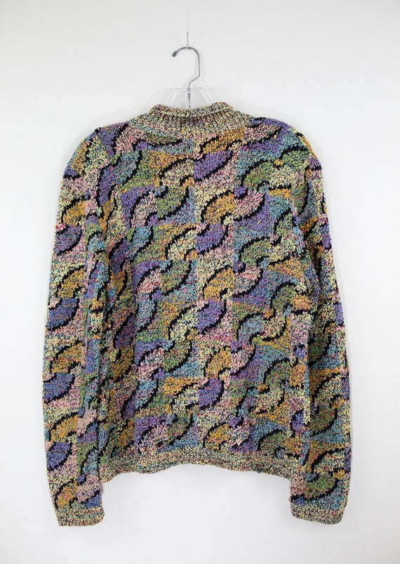 Vintage Abstract Pastel Knit Cardigan Sweater siz… - image 3