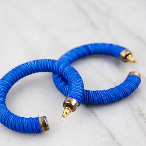 Vintage Cobalt Blue Round Hoop Earrings image 4
