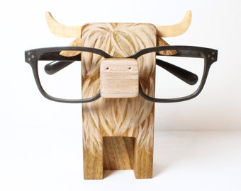 Highland Cow Eyeglass Stand/ Glasses Holder/ Farmhouse Chic / Country Decor