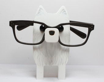 Wood Samoyed Figure Eyeglass Stand | Custom Dog Ornament Gift