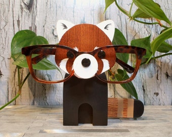 Red Panda Eyeglass Stand / Glasses Holder / Organizer / Boho Chic Decor