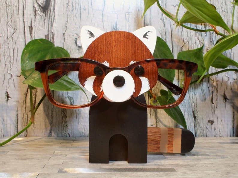 Red Panda Eyeglass Stand / Glasses Holder / Organizer / Boho Chic Decor image 1