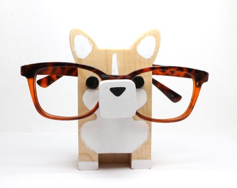 Corgi Dog Wearing Eyeglasses Stand / Porte-lunettes / Art des lunettes / Affichage des lunettes / Accessoires de lunettes / Cadeau personnalisé