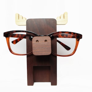 Moose Wearing Eyeglasses Stand / Glasses Holder / Scandinavian Decor / Lodge Decor