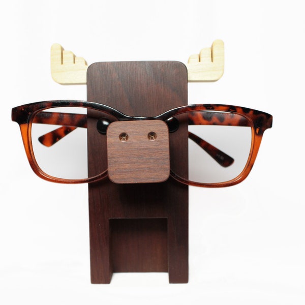 Wood Moose Figure Eyeglass Stand | Woodland Ornament