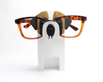 Wood Saint Bernard Figure Eyeglass Stand | Custom Dog Ornament