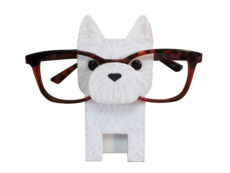 West Highland Terrier Dog Eyeglass Stand / Westie Glasses Holder image 1