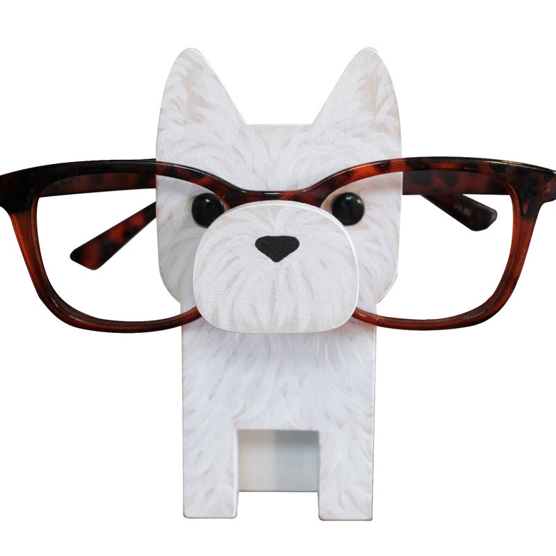 Distinctive Designs Westie Dog Glasses Holder Stand - 4.5 Inch Hand-Painted Novelty Eyeglass Rest