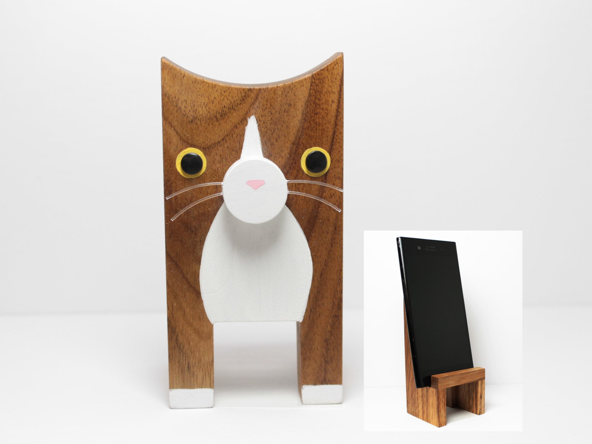 Wooden Cat Phone Stand / Custom Cat Phone Holder / Etsy
