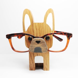 French Bulldog Wearing Eyeglasses Stand /  Frenchie Dog Glasses Holder / Eyeglass Art / Eyeglass Display / Eyeglass Accessories